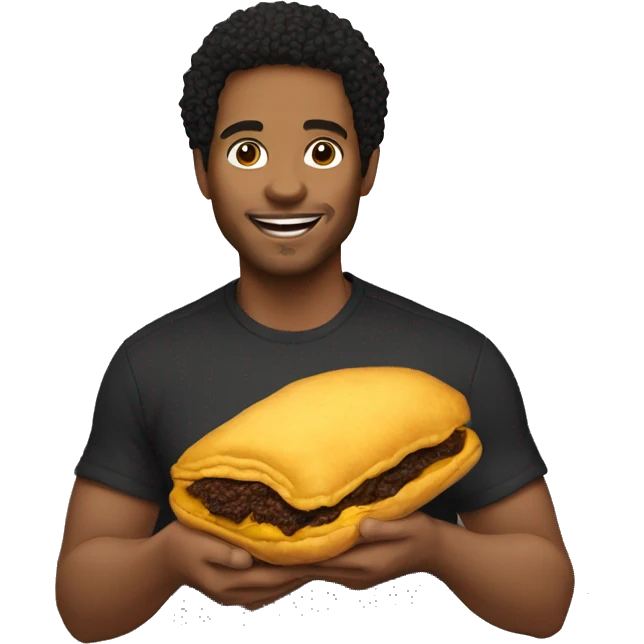 Lightskin black man holding Jamaican patty emoji
