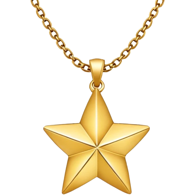 Star charm in necklace – golden star-shaped trinket.
 emoji