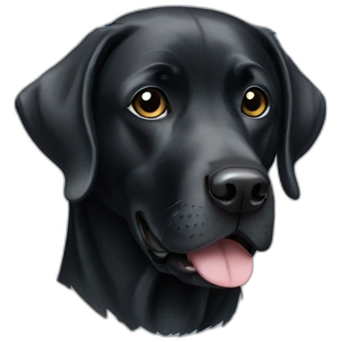 black Labrador portrait with silver patches and one black eye patch emoji