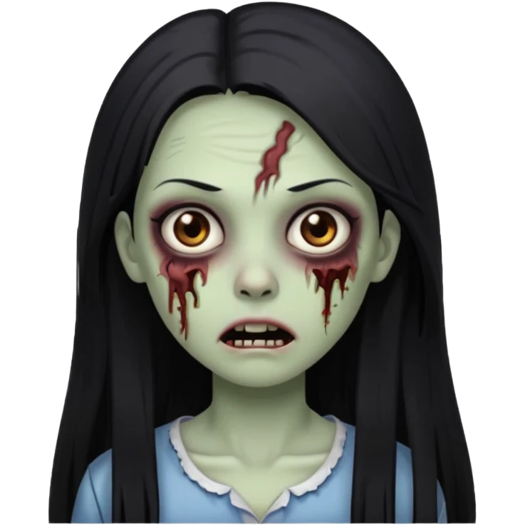 zombie girl with straight long hair and brown eyes emoji