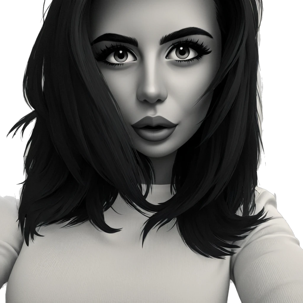 monochrome girl with blinds emoji
