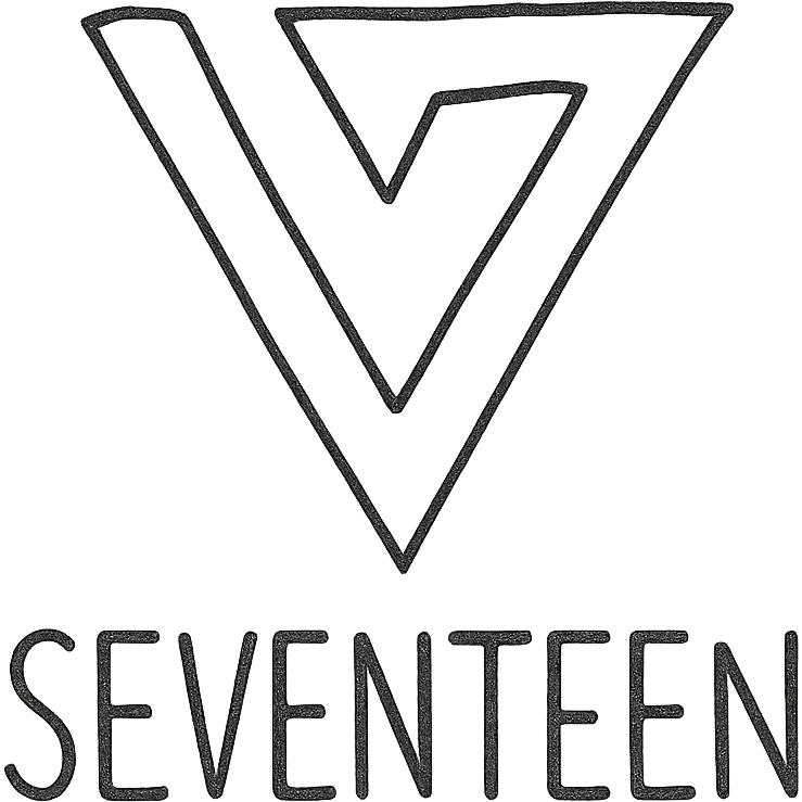 logo for boyband Seventeen in a hand-drawn outlined style emoji