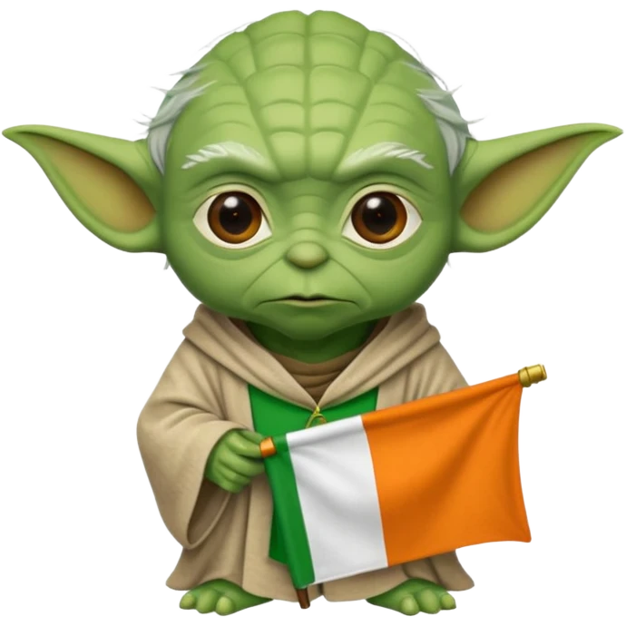 Yoda holding an Irish flag emoji