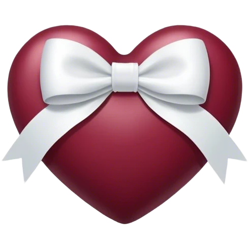 burgundy  heart white bow emoji