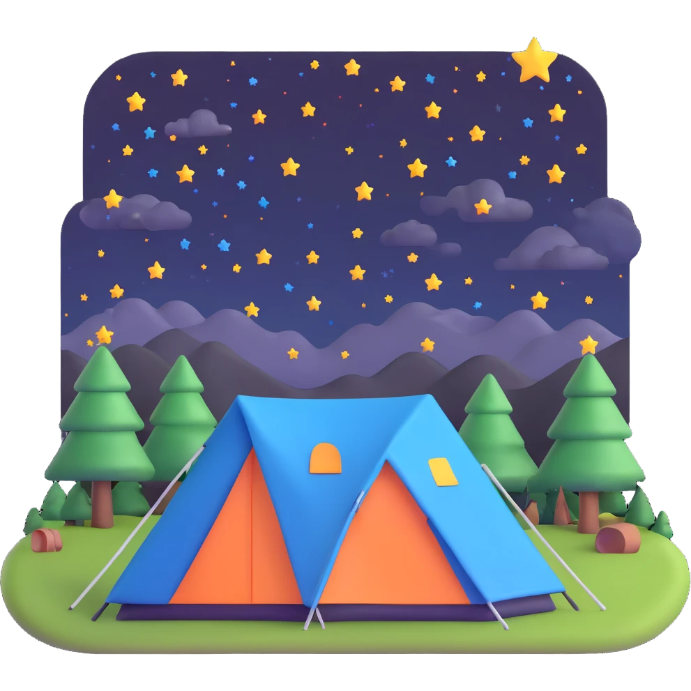 camping tent with starry night sky emoji