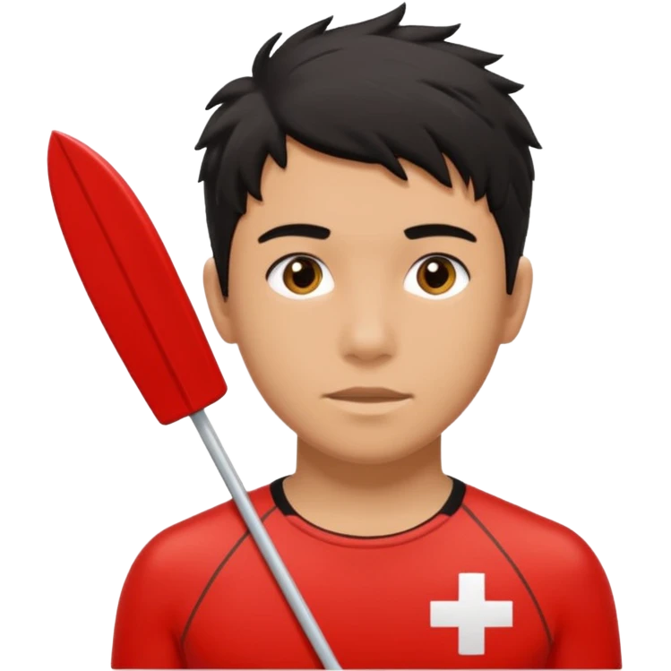Lifeguard Teenager with Black messy hair saving lives emoji