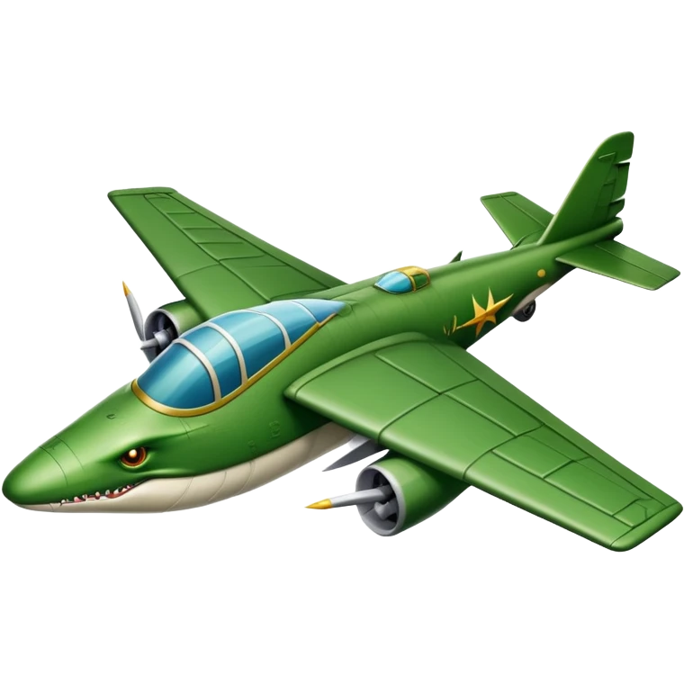 Un cocodrilo en forma de avion de guerra emoji