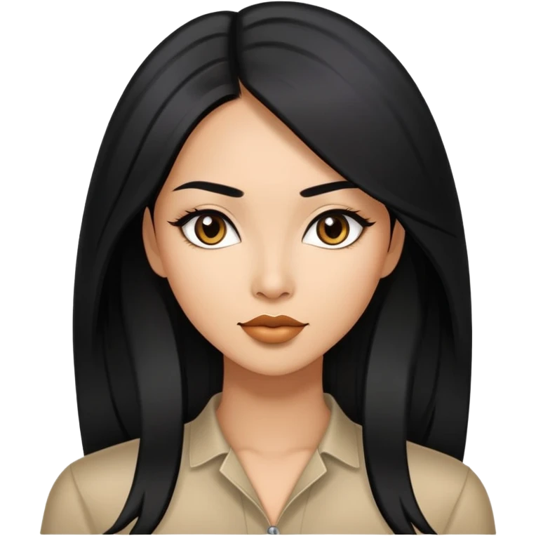 Stylish confident woman with Asian and Latina features, long straight black hair emoji
