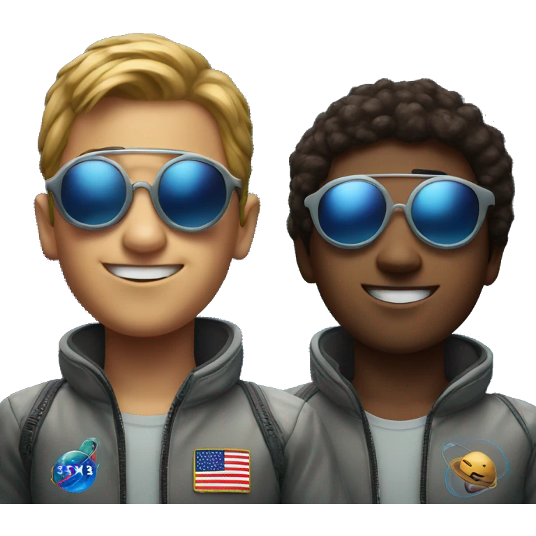 two boys in space with sunglasses emoji