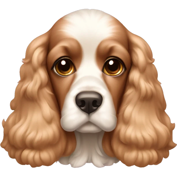 generame un emoji de un perrito cocker spaniel con un moño rosa en la orej emoji