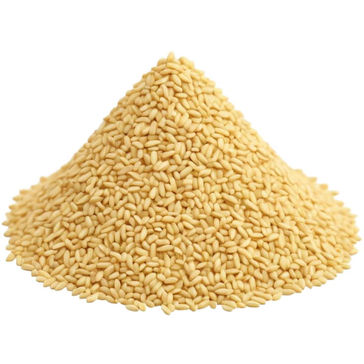 small pile of semolina, warm ivory to pale yellow, fine or slightly coarse, dry and matte, scattered grains, soft and natural, minimal 3D-rendered style, no faces, transparent background emoji