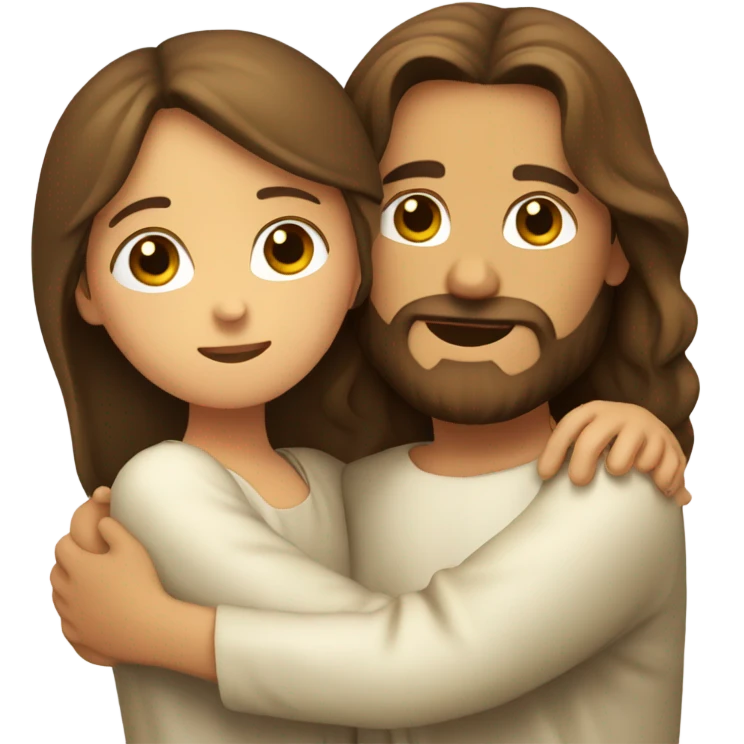 Jesus hugging brown haired girl emoji