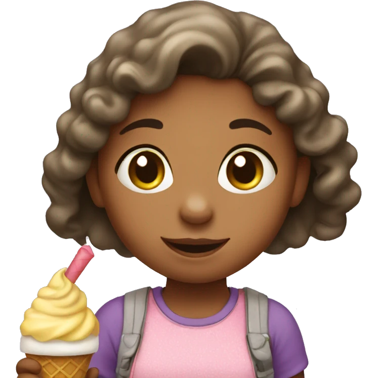 little girl with ice cream emoji