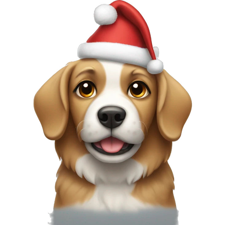 Dog with a Christmas hat and wings emoji