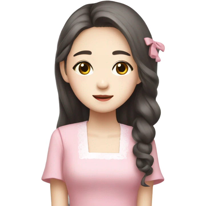 Wonyoung asian kpop cute white girl wearing pink dress  emoji