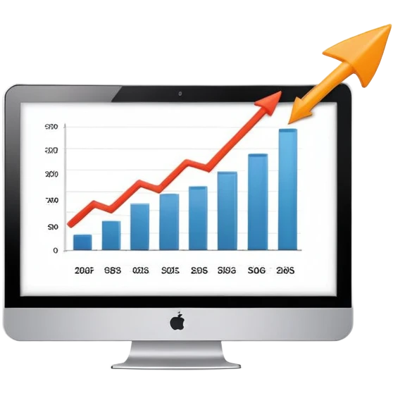Professional presentation slide with compelling data chart and growth arrow emoji