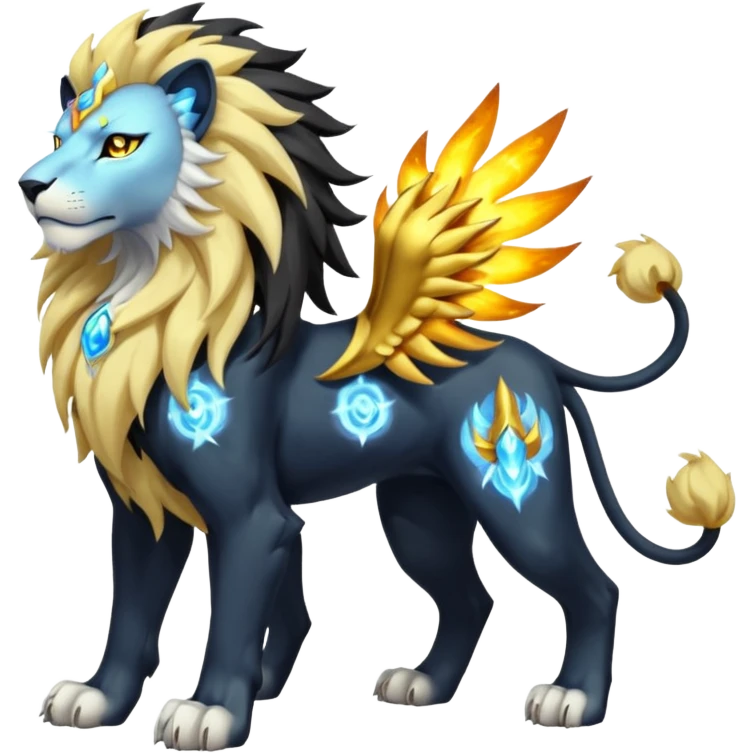 Pyroar-Solgaleo-Luxray-Fakémon-hybrid-creature (full body)  emoji