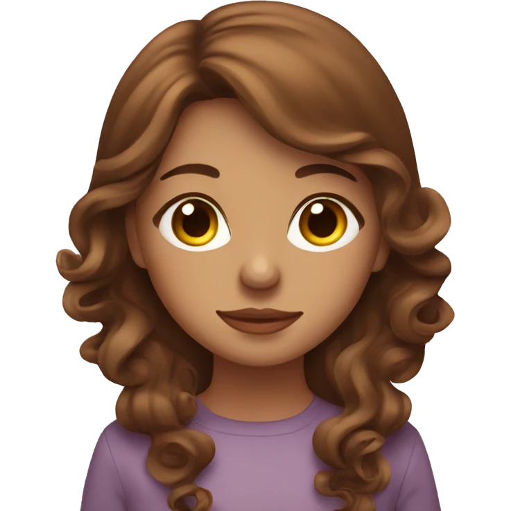Girl sipping tea with brown curled hair emoji
