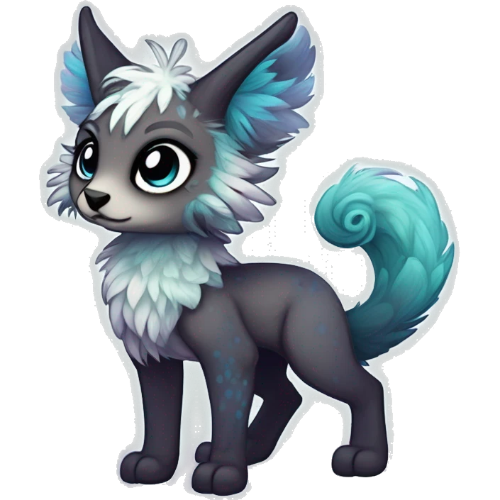 cute Kawaii edgy ethereal shy fantasy animal fursona Fionbri creature by griffsnuff & LiLaiRa & Falvie with exotic colors full body emoji