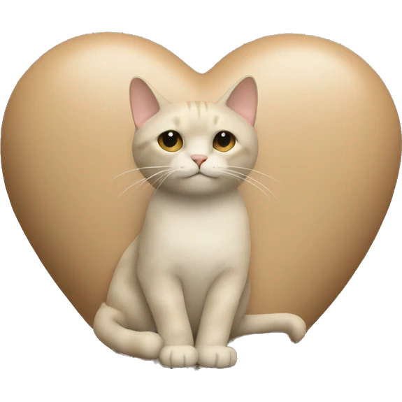 beige heart with a fold cat inside emoji