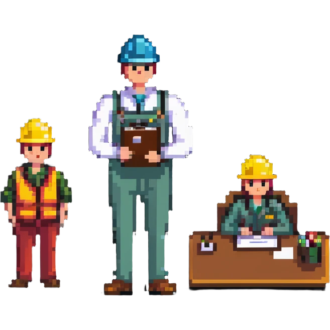 Boss employer with clipboard supervising workers emoji