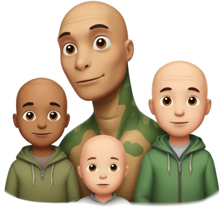 dinosaur bald father and sons emoji