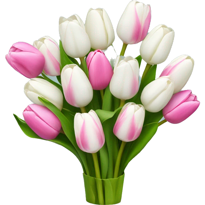 bouquet of fully white tulips and some fully pink tulips emoji