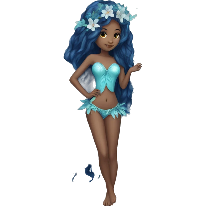 Beautiful, flower, fairy, blue, turqoise, silver, navy, long hair, big wings emoji