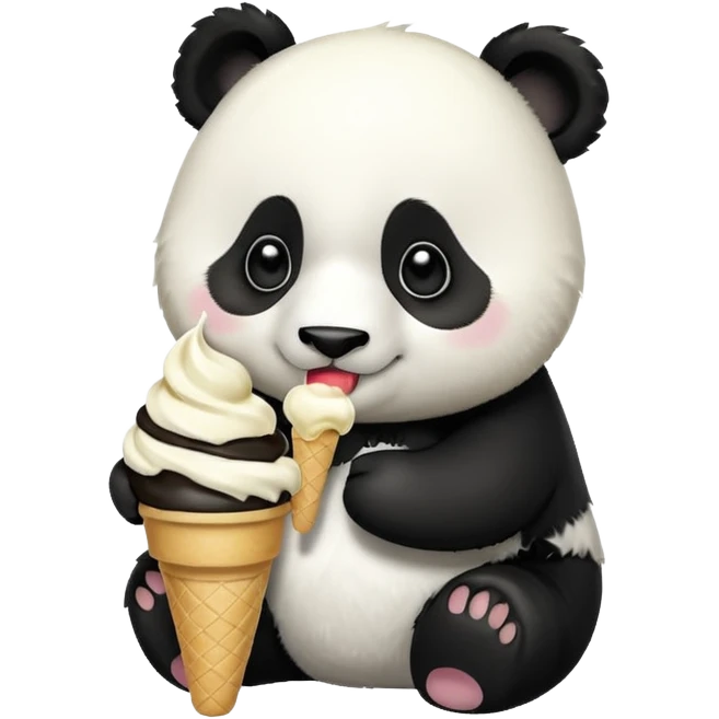 Panda eating ice cream emoji