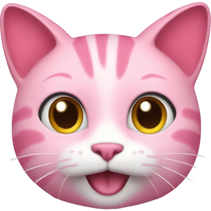 a pink cat saying hello emoji