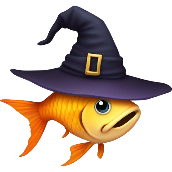 A fish with a witch hat emoji