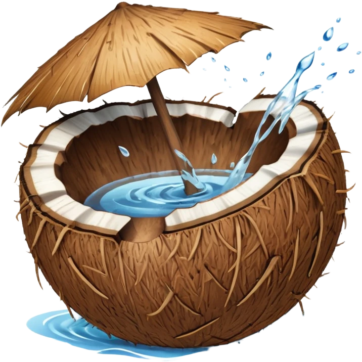 a coconut, with water splashing on it emoji