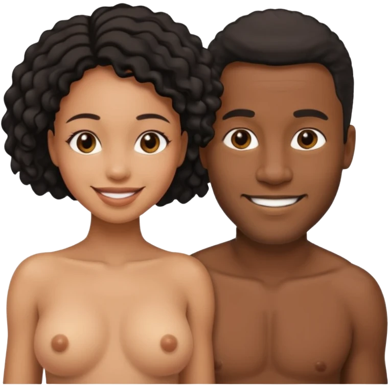 smiley d'un homme et une femme noires nus completement cote à cote emoji