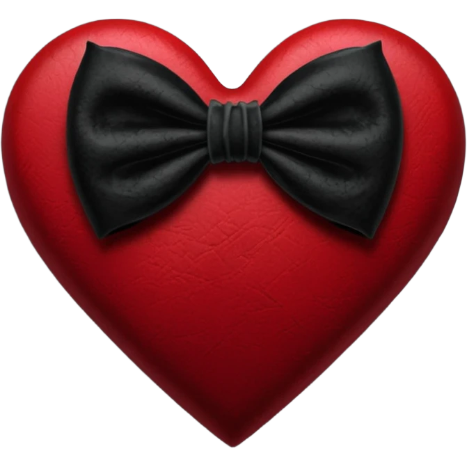 realistic gothic heart with a black velvet bow emoji