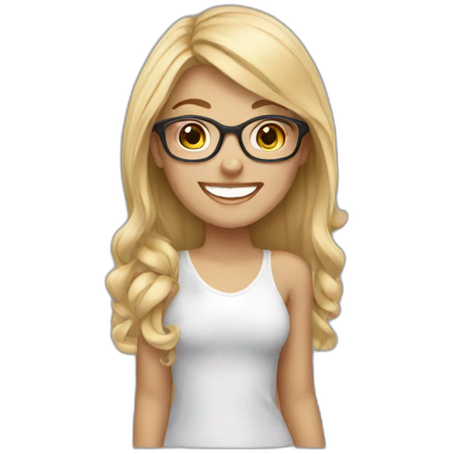 blonde girl wearing glasses with beautiful smile emoji