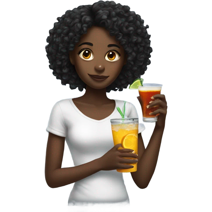 Black girl with drink emoji