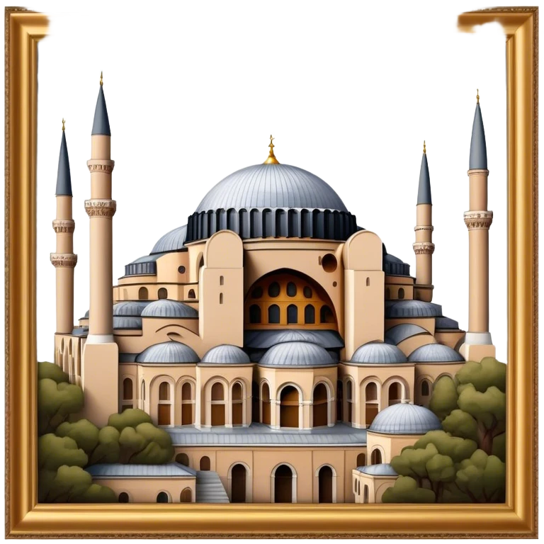 Cinematic Realistic Hagia Sophia Landmark Emoji, depicted with the majestic historic architecture rendered with intricate detail and dramatic, timeless lighting. emoji
