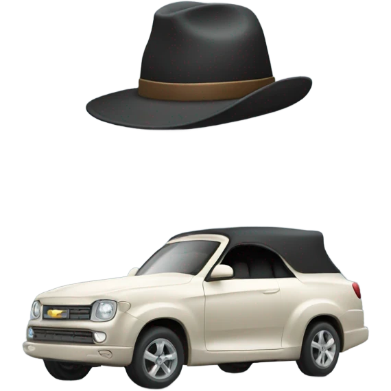 A car wearing a hat emoji