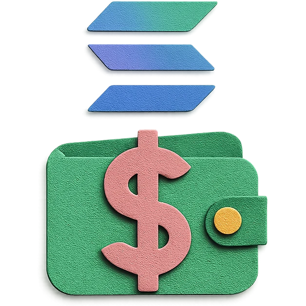 A logo for a solana wallet balance tracker in the macos menubar emoji