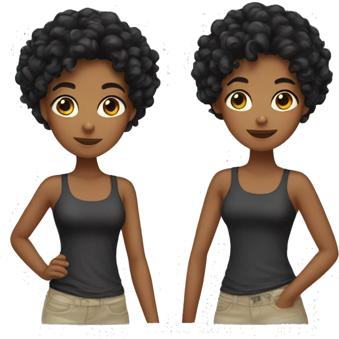 tanned girl with curly black hair  emoji