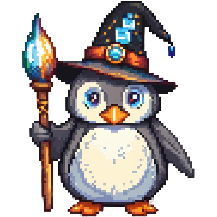 penguin wizard with magical powers emoji
