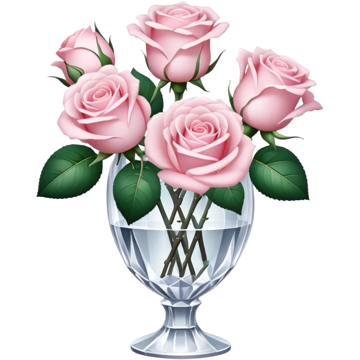 Pale pink roses in cristal vase emoji