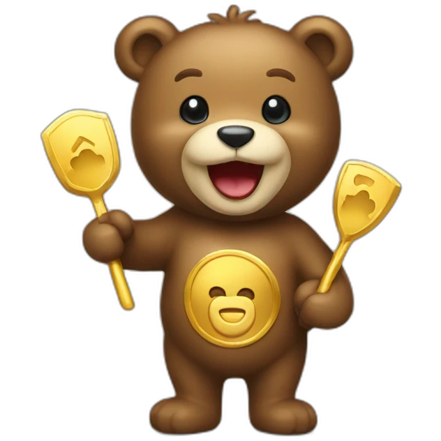 happy bear with gold pick emoji