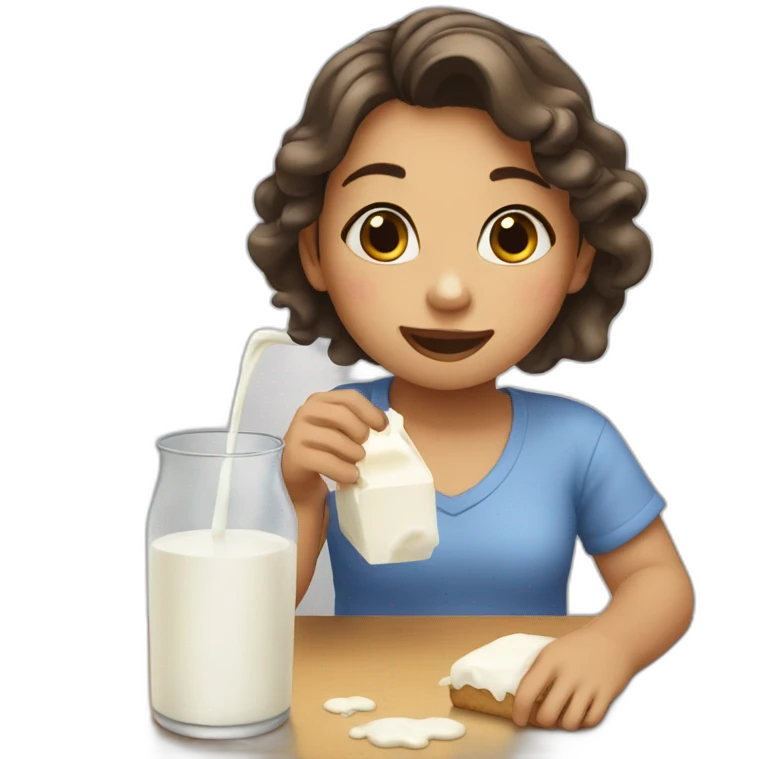 Girl eat milk emoji