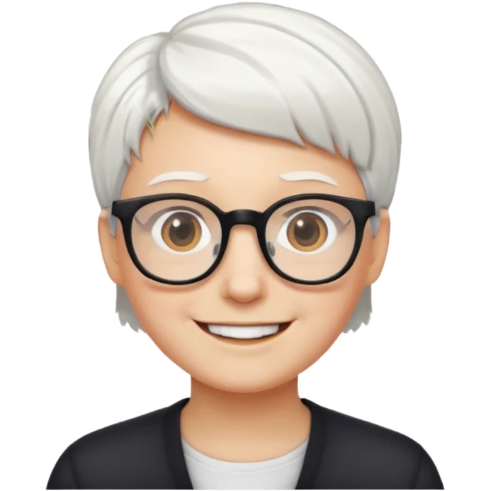 Personnes lunette cheveux blanc courts  emoji