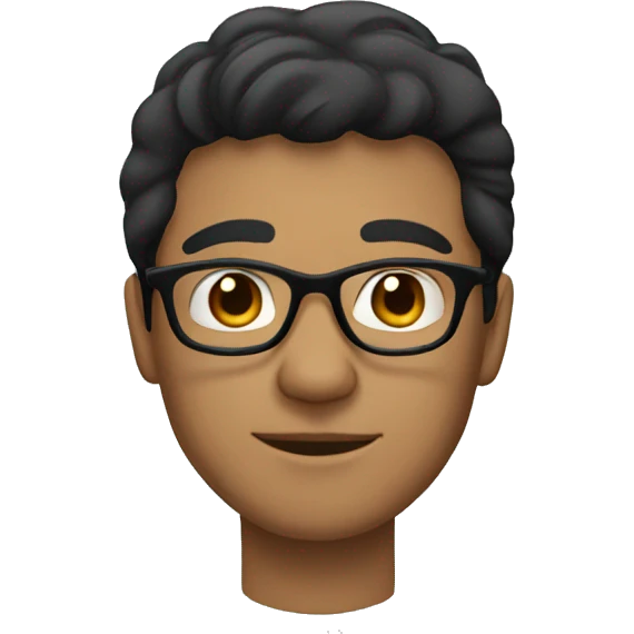 man, short black hair, tan, glasses emoji