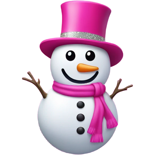 Hot pink snowman with glitter  emoji