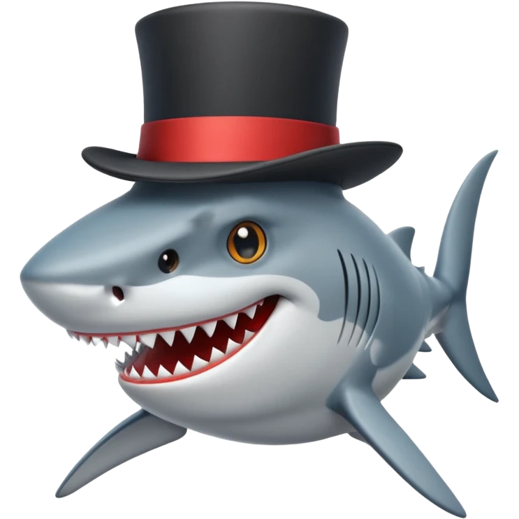 Shark with a top hat emoji