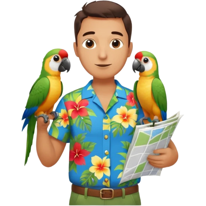 Walker + parrot on shoulder, Full body with walk pose emoji