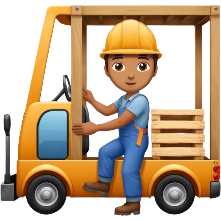 Worker with pallet in truck, import. emoji